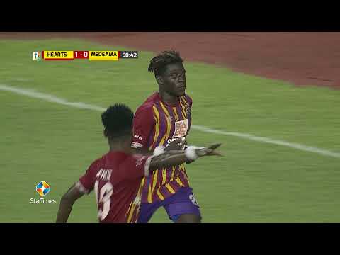 MTN FA CUP SEMIS: HEARTS V MEDEAMA - ISAAC MENSAH OF HEARTS OF OAK SCORES AGAINST MEDEAMA SC
