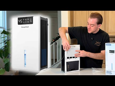 KeepGlad Dehumidifier, 98OZ Dehumidifiers for Home(1000sq.ft), Humidity Display Dehumidifier for Basement Bathroom Bedroom, Auto Shut Off, Washable Filter, Drain Hose, Timer, 7 Ambient Lights, Gray video review thumbnail