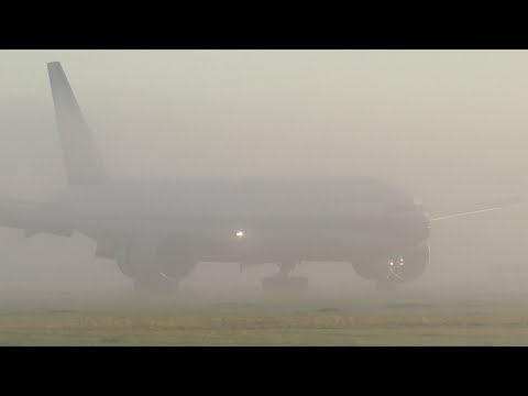 Foggy morning arrivals at Amsterdam Airport!