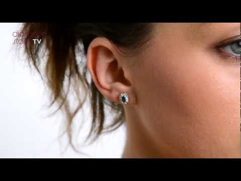 FEG26 GY - Emerald 5 x 3mm And Diamond 9K Yellow Gold Earrings