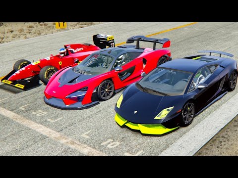 Ferrari F1 1994 vs Lamborghini Gallardo 7700 HP vs McLaren Senna - Old Spa