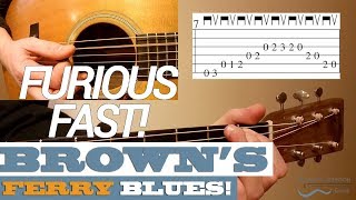 FURIOUS Fast (140 BPM)! &quot;Brown&#39;s Ferry Blues&quot; Guitar Lesson with TAB