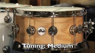 Video thumbnail for DW Collectors Snare Drum, Oak 6.5x14 Natural Hard Satin by The Drum Shop - Portland, Maine