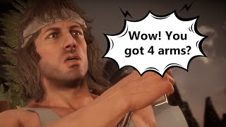 Mortal Kombat 11 - Rambo Meets Fighters for the First Time