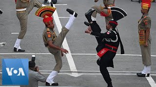 Guards at India-Pakistan Border Perform Independence Day Ceremony