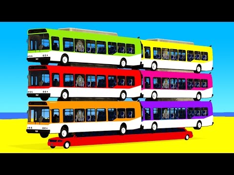 COLOR BUS on Long Car & Spiderman Cartoon for babies with Cars Superheroes for kids! Video