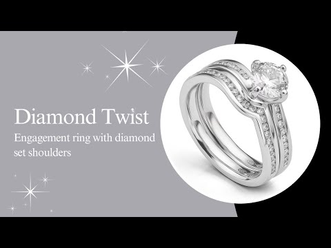 Twist Engagement Ring with Diamond Shoulders