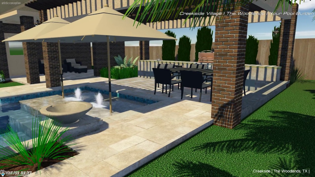 Creekside Park Village 3D Pool Design | Your Pool Builder The Woodlands, TX