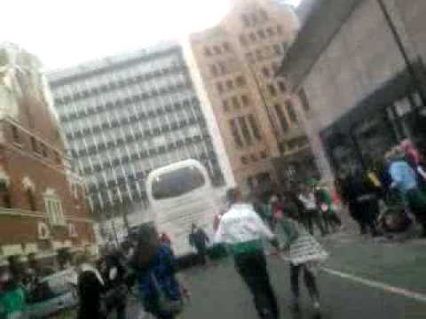 ciara videoing`the x-factor bus leaving the europa. 17.3.10