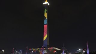 Indahnya Mapping Laser Tugu Monas Sambut Asian Games 2018, Gratis Bagi Warga