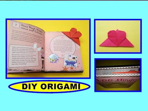 DIY ORIGAMI BOOKMARK HEART QUICK EASY GIFT GUIDE, SIMPLE IDEAS, HERZ LESEZEICHEN GESCHENK