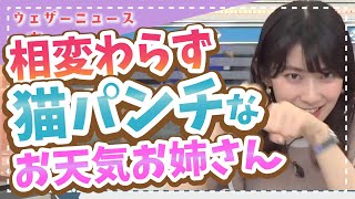 【檜山沙耶】ぐぬぬ!猫パンチじゃないです!こうです!こう!【ウェザ森】ウェザーニュースの森【切り抜き】
