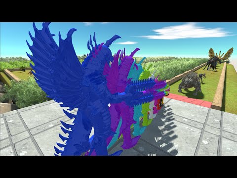 GIGAN FINAL WARS DIFFERENT SIZE VS GHIDORAH LAVA DEATH RUN  - Animal Revolt Battle Simulator