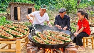 Crispy Fried Meat-Stuffed Cucumbers – Cooking in a Large Pan – Traditional Wood-