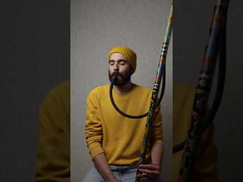 Fujara - ethno overtone flute with tribal painting