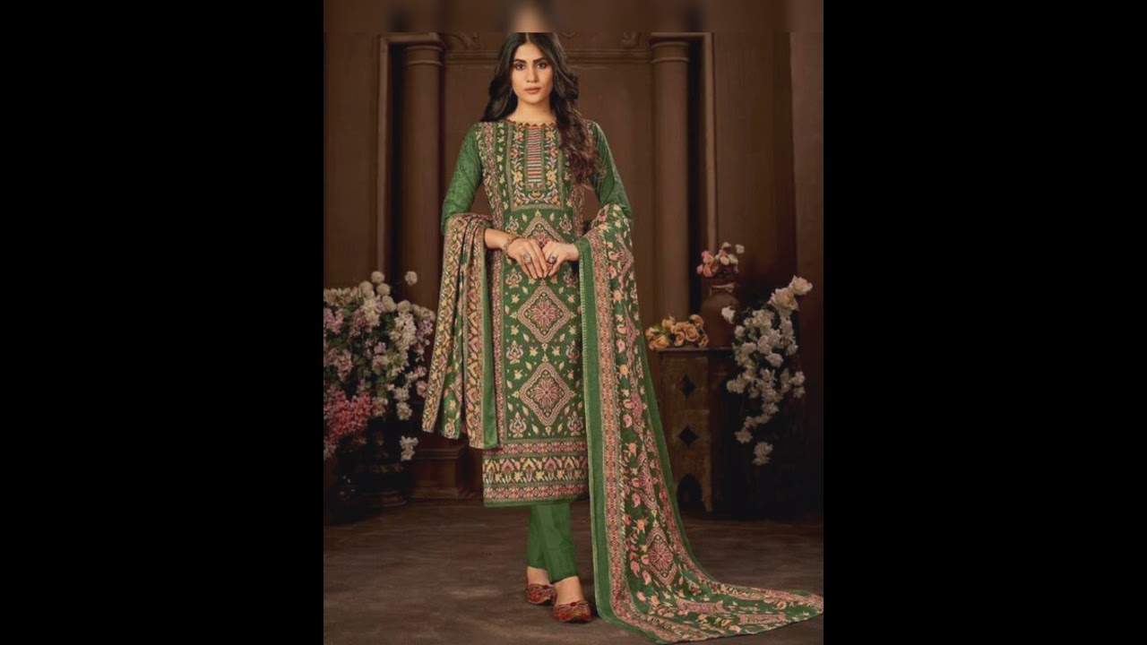 #Pashmina #Woolen # Designer #Printed# Suit #With #Full Size# Shawl#
