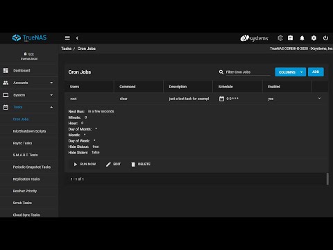 quick video tutorial to run a cron job in TrueNAS
