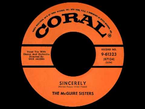 SINCERELY, The McGuire Sisters, Coral, #61323   1954