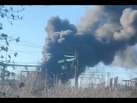 Makiivka Donetsk region (DPR) The substation is on fire