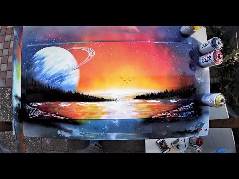 Saturn on Sunset -SPRAY PAINT Art by Skech Video