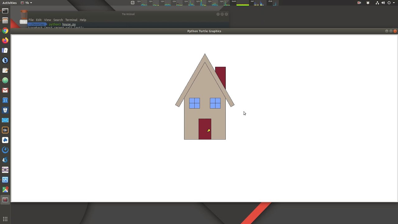 Python 3 - Draw a House with 2D Turtle Graphics