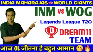 INM vs WOG Dream11 Team Prediction, India Maharajas vs World Giants, INM vs WOG Legends League T-20.