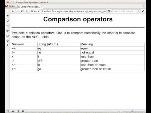 Beginner Perl Maven tutorial: 2.7 - Comparison operators