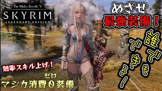 【skyrim 解説】マジカ消費ゼロ装備で効率スキル上げ！？誰でもできるよ！【めざせ最強装備！】
