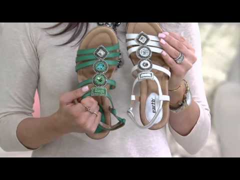 Earth Leather Embellished Multi-strap Sandals - Seaside on QVC