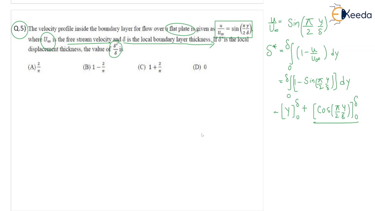 Solving Numerical 3 On Displacement Thickness Concepts For GATE