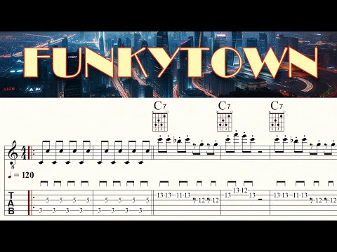 FUNKYTOWN | LIPPS INC. | Complete | Acoustic Guitar Tutorial | Melody & Chords | Sheet Music & TAB
