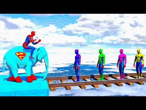 Long Slide Game With Elephant Gorilla Buffalo Hippopotamus Tiger - 3d Animal Game - Funny 3d Animals