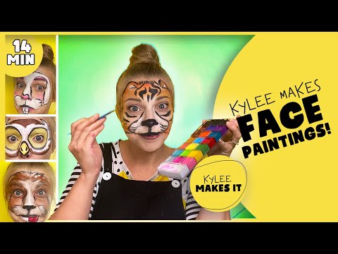 Kylee Makes Face Paintings | Easy Animal Face Paintings for Kids! Art Video for Kids