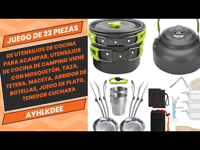 Vídeo relacionado con Juego de utensilios de cocina y vajilla para acampar al aire libre con plato, cuenco, plato, ligero y resistente a los arañazos, incluye bolsa de almacenamiento de malla para mochileros (750 ml)