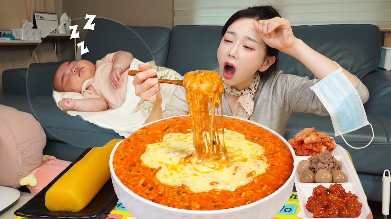 목감기 걸렸어요 😣 자는 아이 몰래 짬뽕죽으로 몸보신 하기 Rice Porridge eat with HARU Mukbang ASMR Ssoyoung