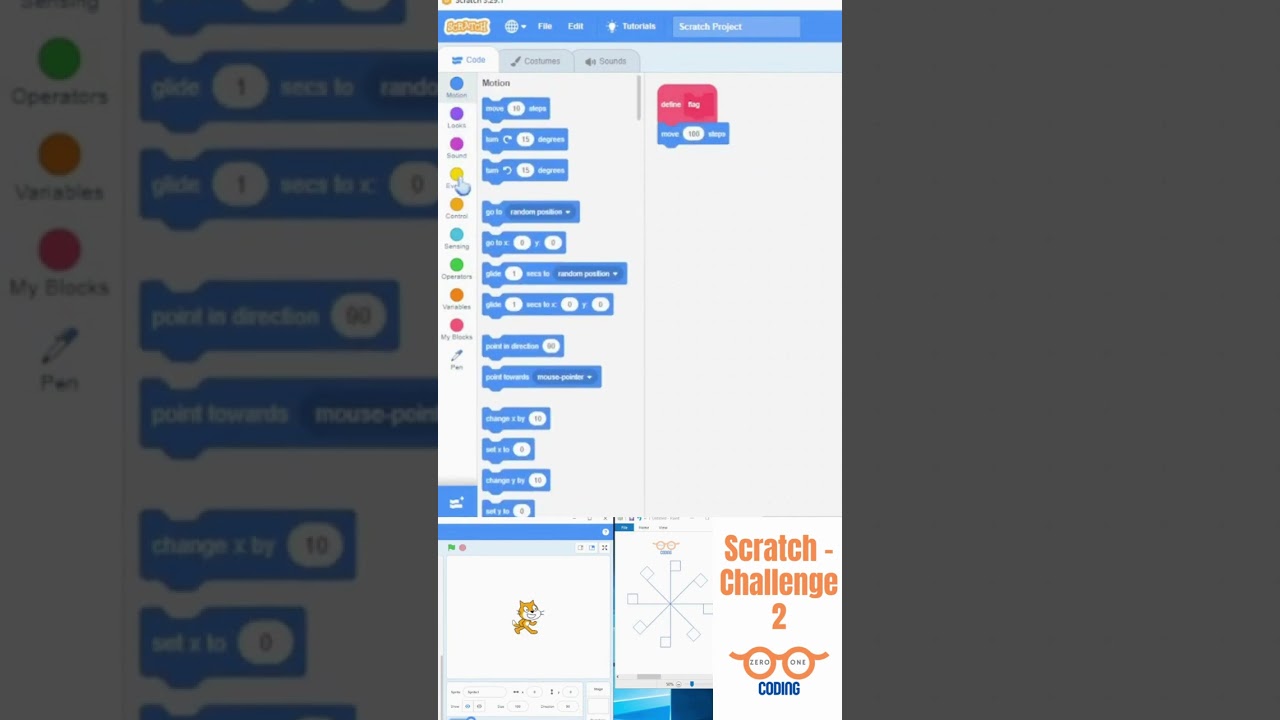 Drawing Geometric Shape - Challenge 2 | Scratch Programming #shorts #scratch #coding #programming