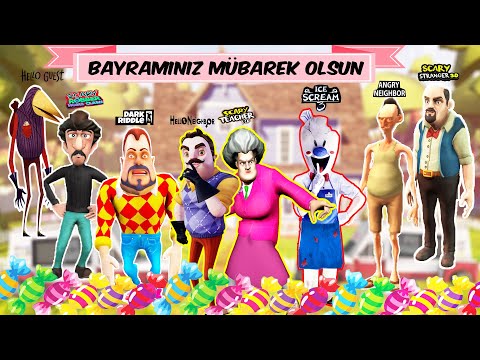 BAYRAM SÜRPRİZİ - HERKESİ TOPLADIK 😱 Hello Neighbor - Scary Teacher - Ice Scream 3 Bayram Mod