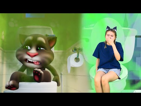 Angela Real Life Imitate Tom in Toilet, Beach - My Talking Tom in Real Life 👉 @dakotandcheyanna