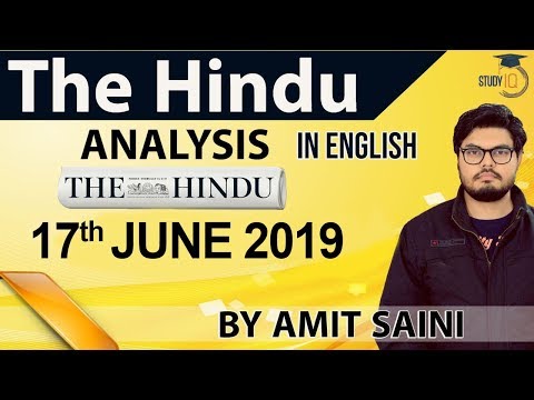 English 17 JUNE 2019 - The Hindu Editorial News Paper Analysis [UPSC/SSC/IBPS] Current Affairs