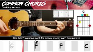 Can't Buy Me Love - The Beatles | EASY GUITAR LESSON | Scrolling Chords & Lyrics
