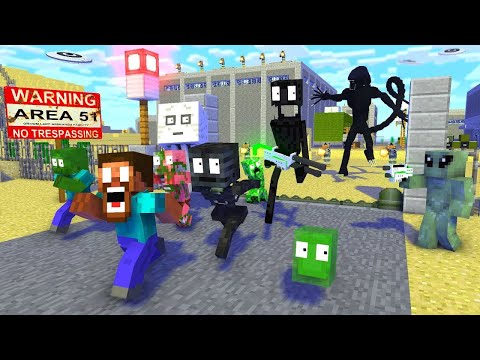 Monster School: AREA 51 RAID ALIEN APOCALYPSE Minecraft Animation
