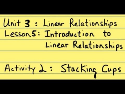 8th Grade Illustrative Mathematics: Grade 8; Unit 3; Lesson 5-2: Stacking Cups