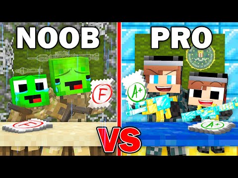 Mikey MILITARY contro JJ FBI Family: battaglia di sopravvivenza tra studenti NOOB e PRO in Minecr...