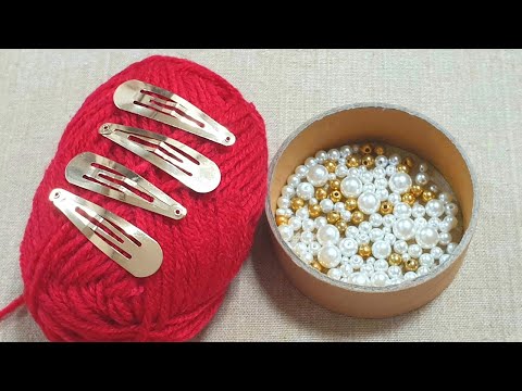 2 Super Easy Woolen Flower Making Trick using Hair Pin - Embroidery Flower Design - No Crochet - DIY