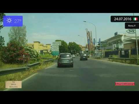 Driving through Roma (Italy) from Aeroporto di Fiumicino to Trastevere 24.07.2016 Timelapse x4