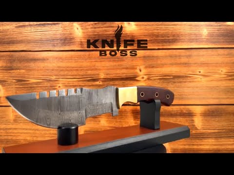KnifeBoss lovecký damaškový nůž Ranger Brass & Rosewood