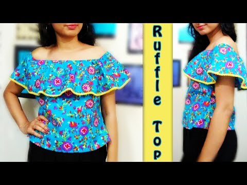 Off Shoulder Ruffle Top Cutting & Stitching | How to make Ruffle Top