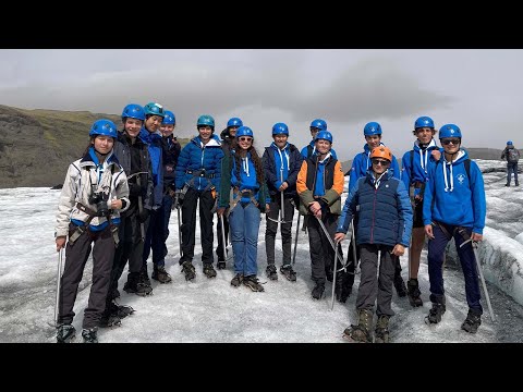 Perse students trek up the Solheimajokul Glacier in Iceland