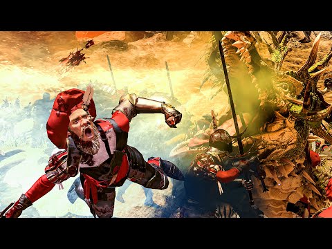 EMPIRE and DWARFS vs WOOD ELVES - TotalWar Warhammer 3 cinematic battle