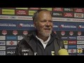 Henk de Jong en Ragnar Oratmangoen na afloop van SC Cambuur - ONS Sneek (11-0)